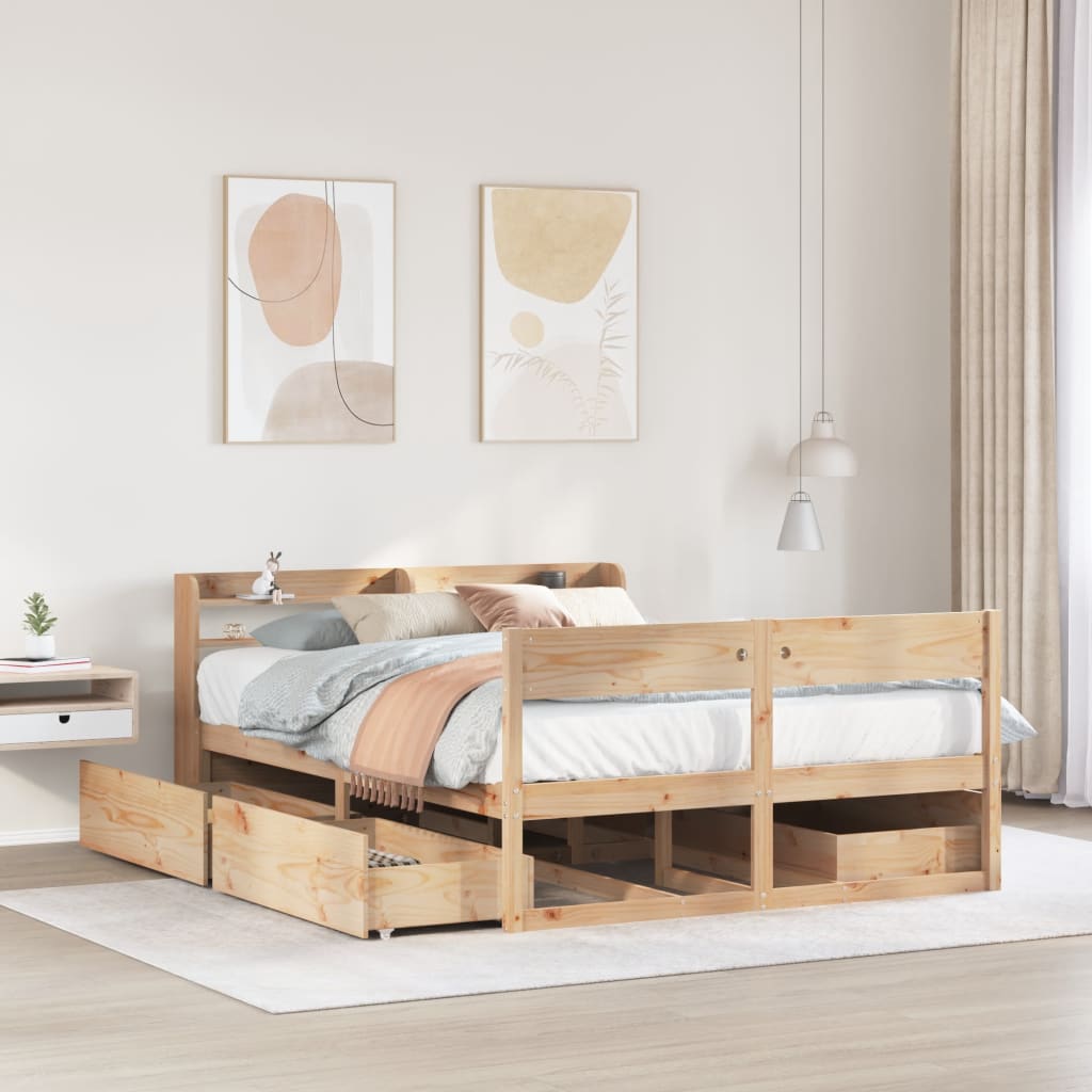 Letto senza Materasso 120x190 cm in Legno Massello di Pino - homemem39