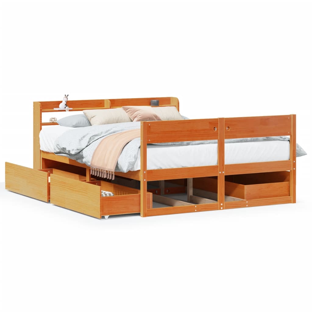 Letto senza Materasso Marrone Cera 120x190 cm in Legno di Pino | homemem39