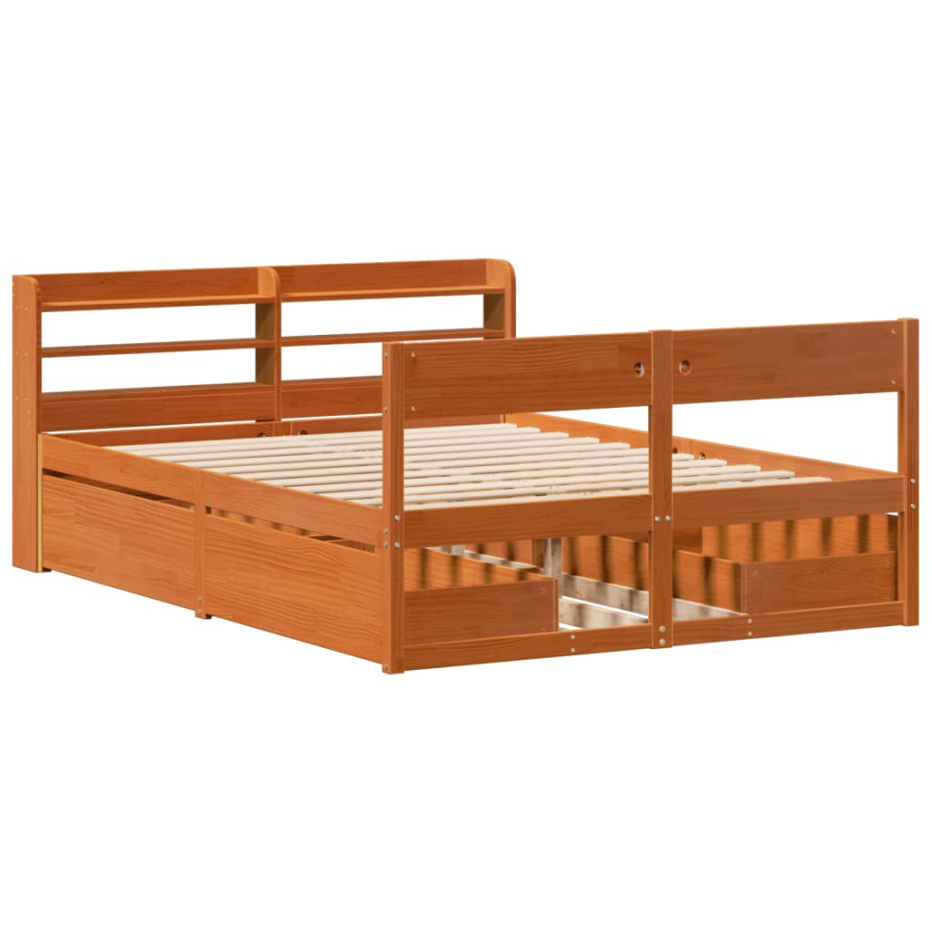 Letto senza Materasso Marrone Cera 120x190 cm in Legno di Pino | homemem39