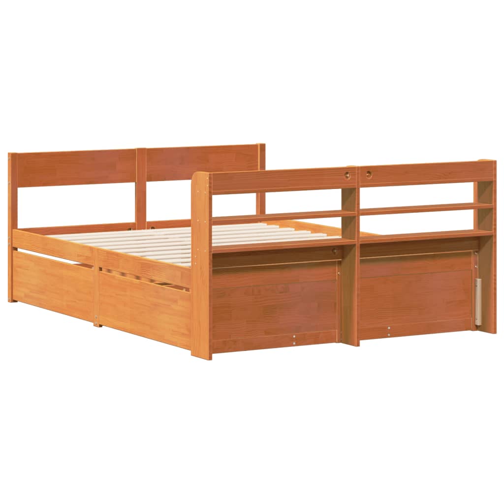 Letto senza Materasso Marrone Cera 120x190 cm in Legno di Pino | homemem39