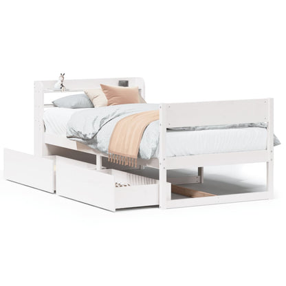 Letto senza Materasso Bianco 90x190 cm in Legno Massello Pino - homemem39