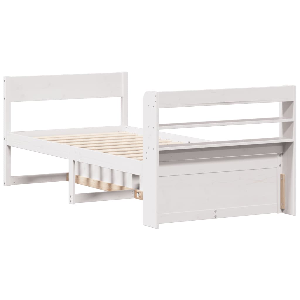 Letto senza Materasso Bianco 90x190 cm in Legno Massello Pino - homemem39
