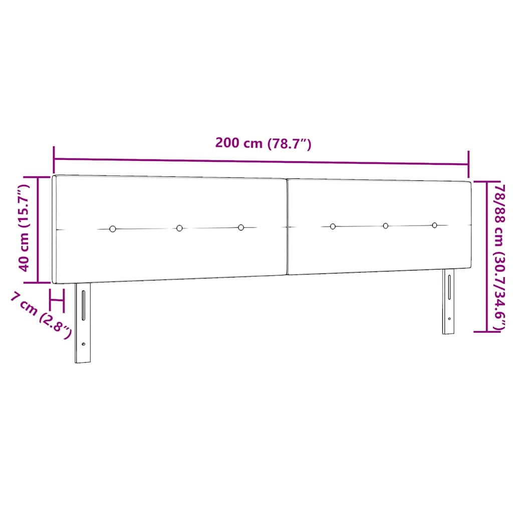 Testiera LED con luci a strisce a LED Nero 200 cm Tessuto