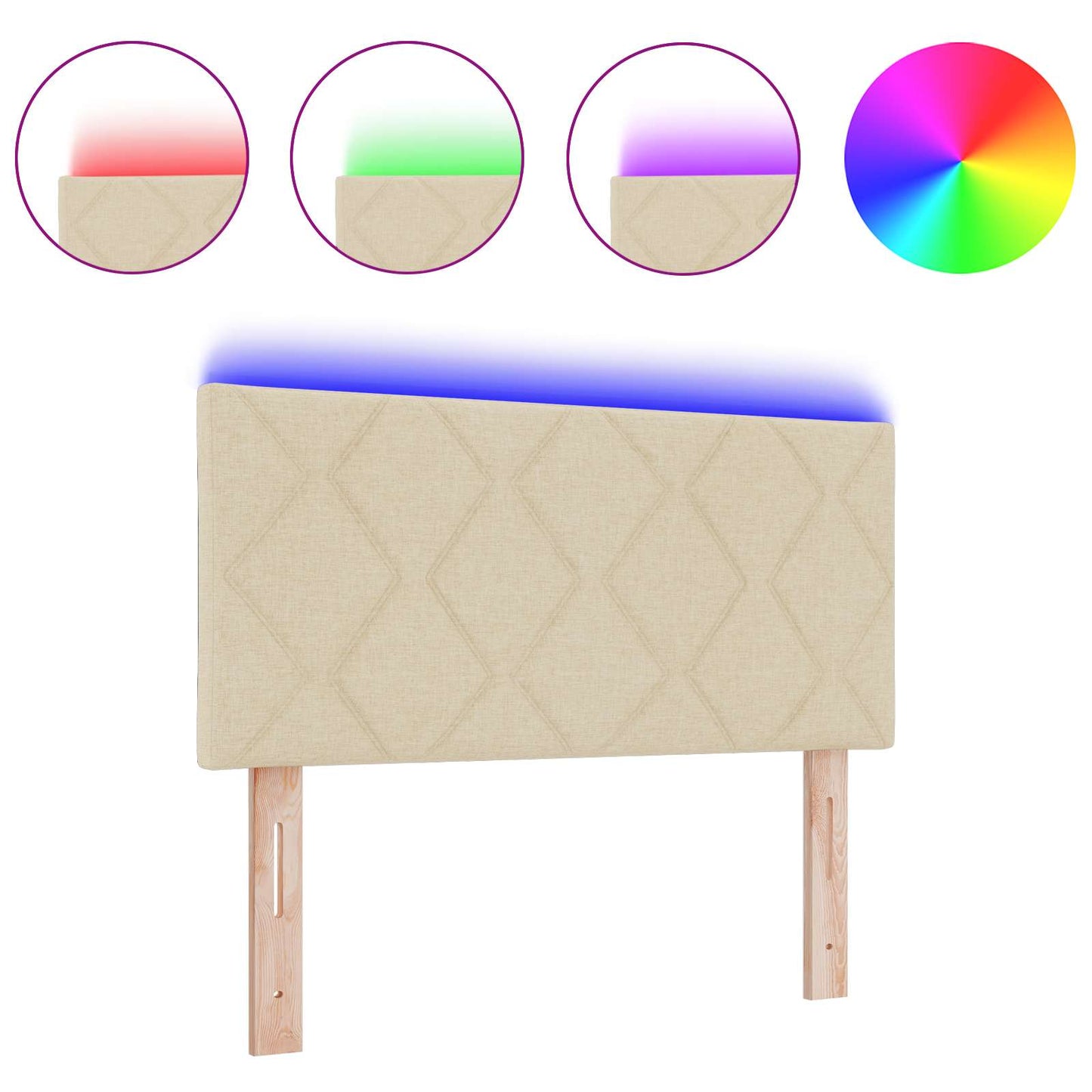 Testiera con luci a strisce a LED Crema 90 cm Tessuto