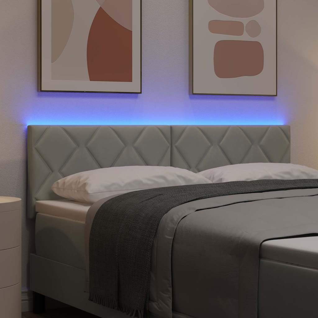 Testiera LED con testiera Grigio chiaro 144 cm Pelle Sintetica