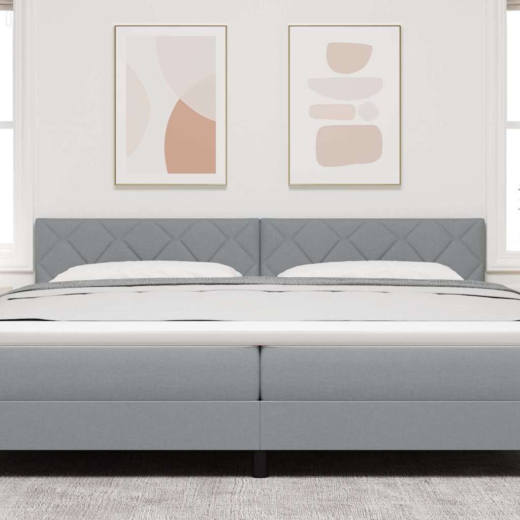 Testiera con luci a strisce a LED Grigio chiaro 200 cm Tessuto