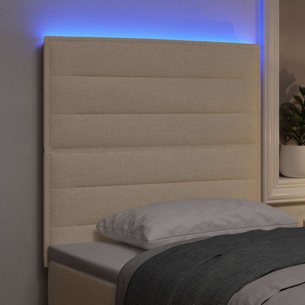 Testiera LED con luci a strisce a LED Crema 80 cm Poliestere - homemem39