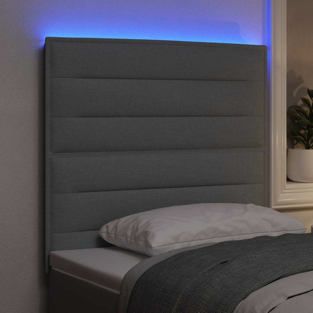 Testiera LED con testiera Grigio chiaro 90 cm Poliestere - homemem39