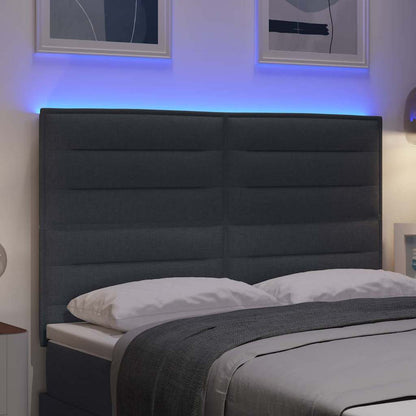 Testiera LED con strisce LED Grigio scuro 160 cm Tessuto | homemem39