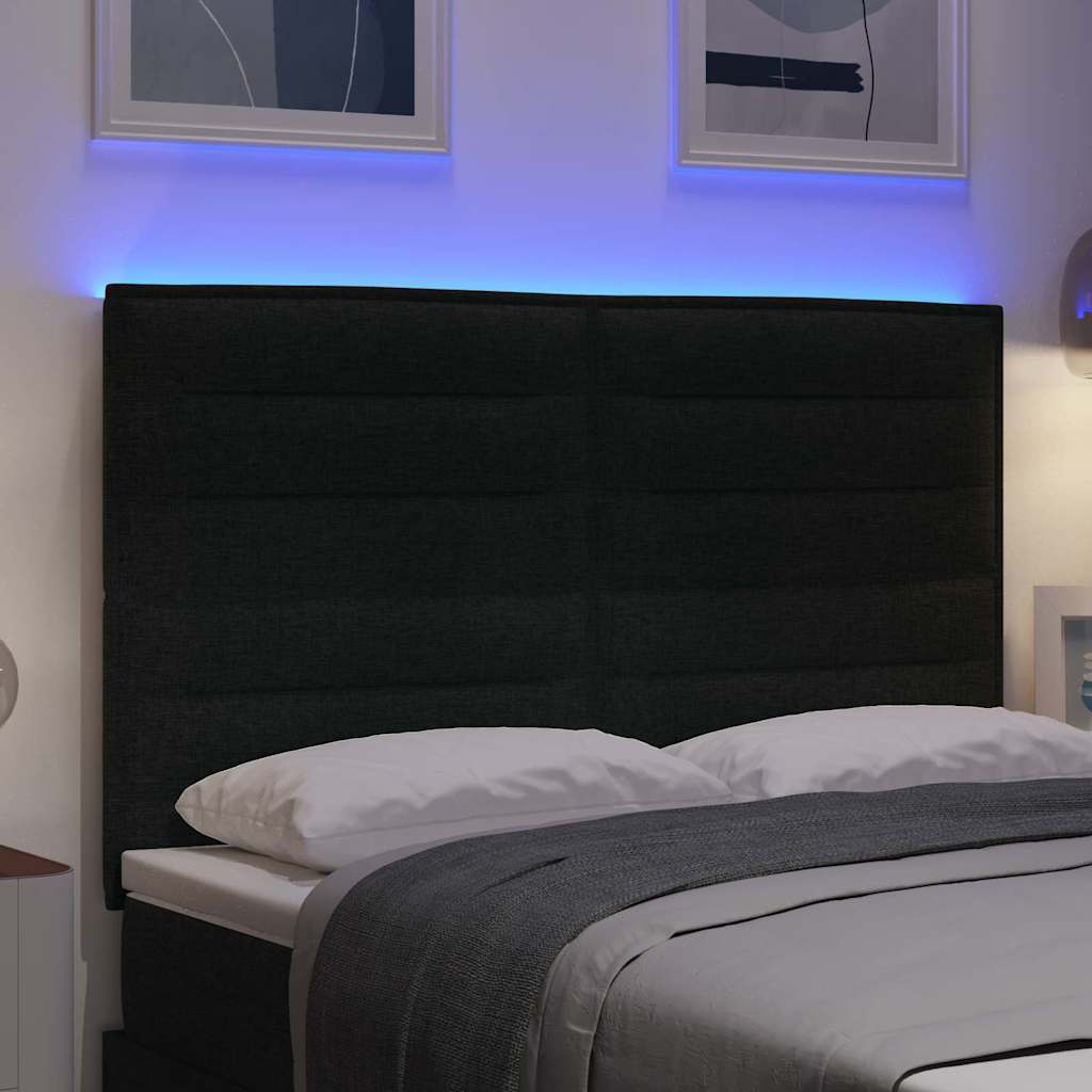Testiera LED con strisce LED con testiera Nero 160 cm Tessuto | homemem39