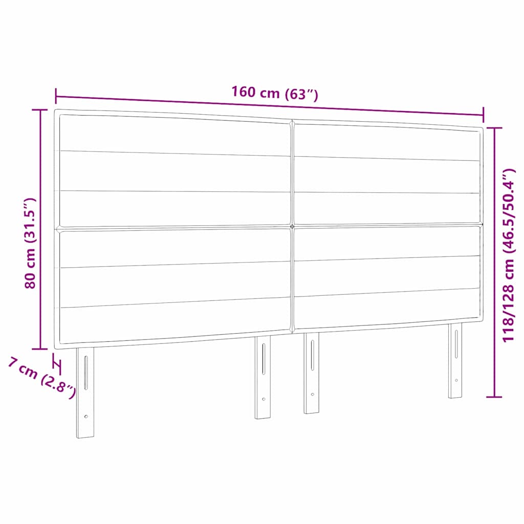 Testiera LED con strisce LED con testiera Nero 160 cm Tessuto | homemem39