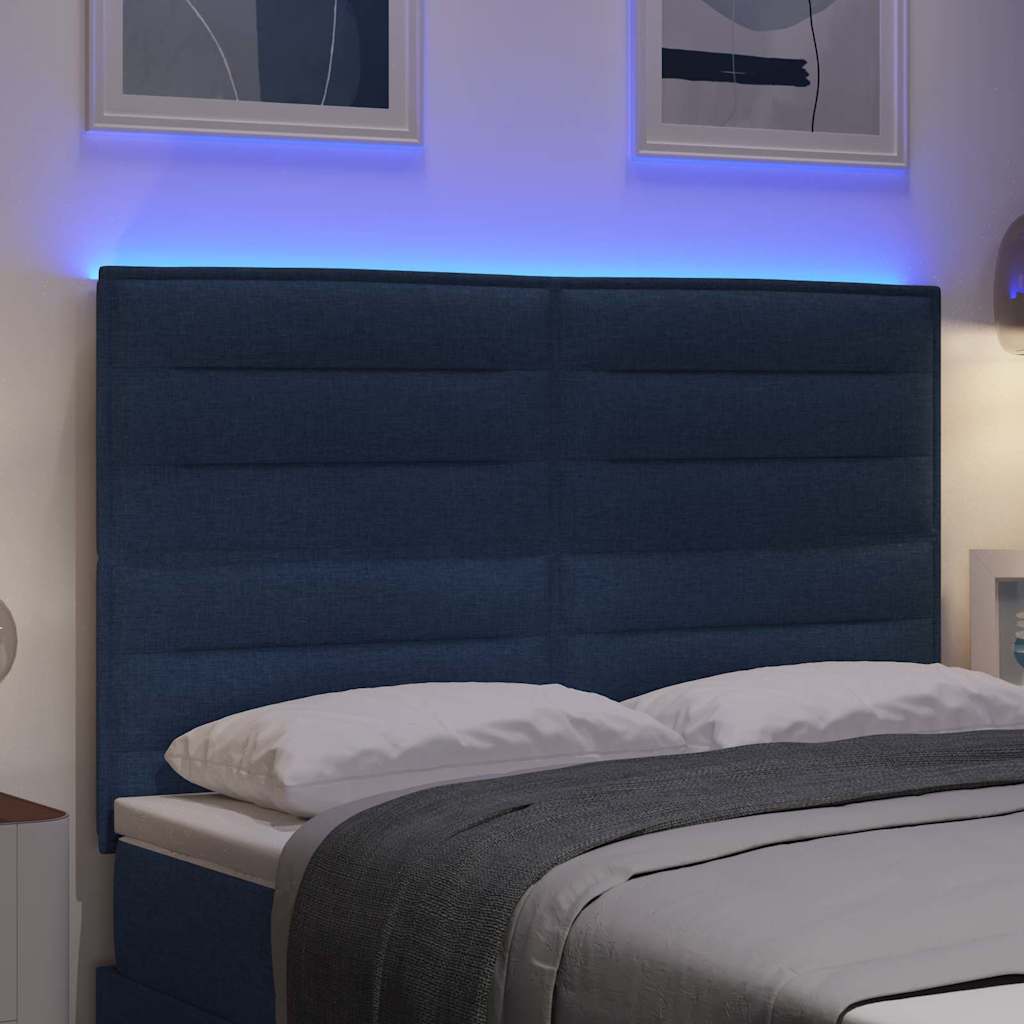 Testiera LED con strisce LED con testiera Blu 160 cm Tessuto | homemem39