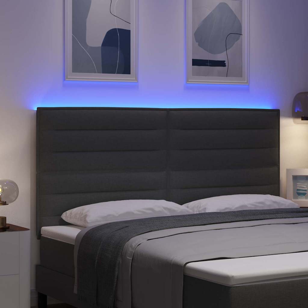 Testiera LED con strisce LED Grigio scuro 180 cm Tessuto | homemem39