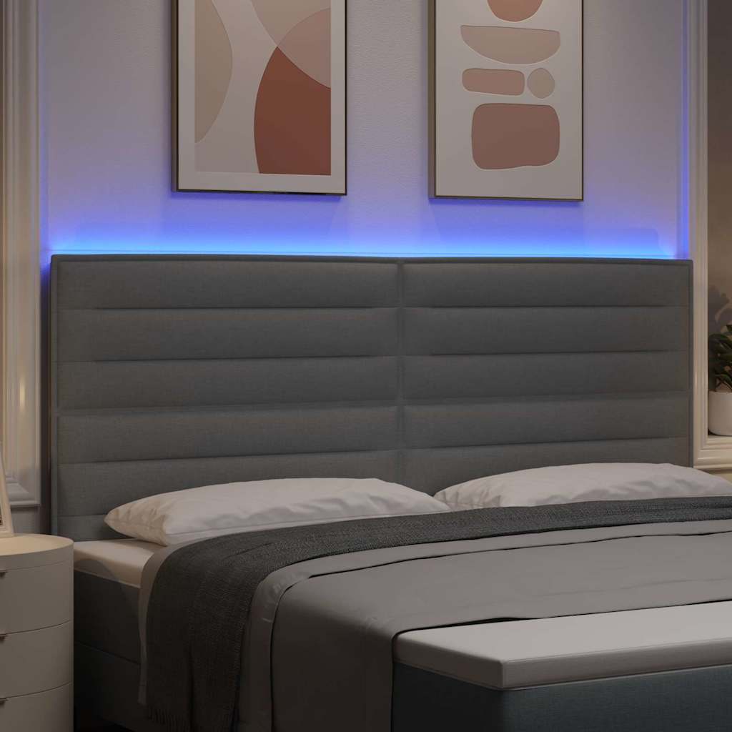 Testiera LED con strisce LED Grigio chiaro 200 cm Tessuto | homemem39