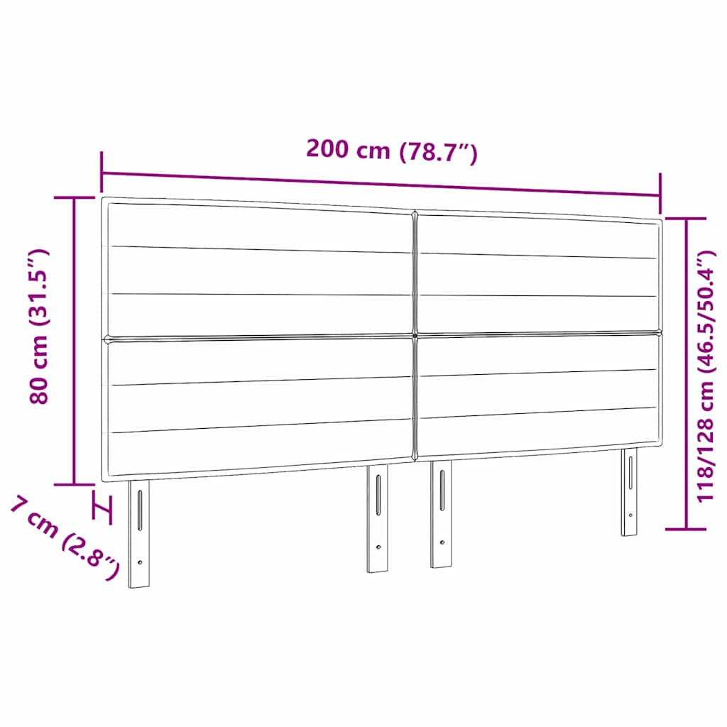 Testiera LED con strisce LED Grigio scuro 200 cm Tessuto | homemem39
