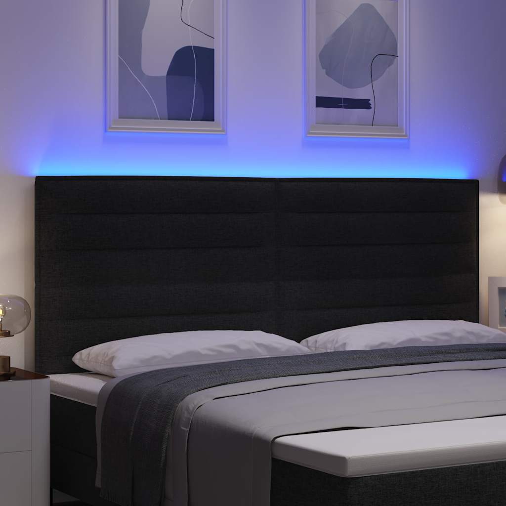 Testiera LED con strisce LED con testiera Nero 200 cm Tessuto | homemem39