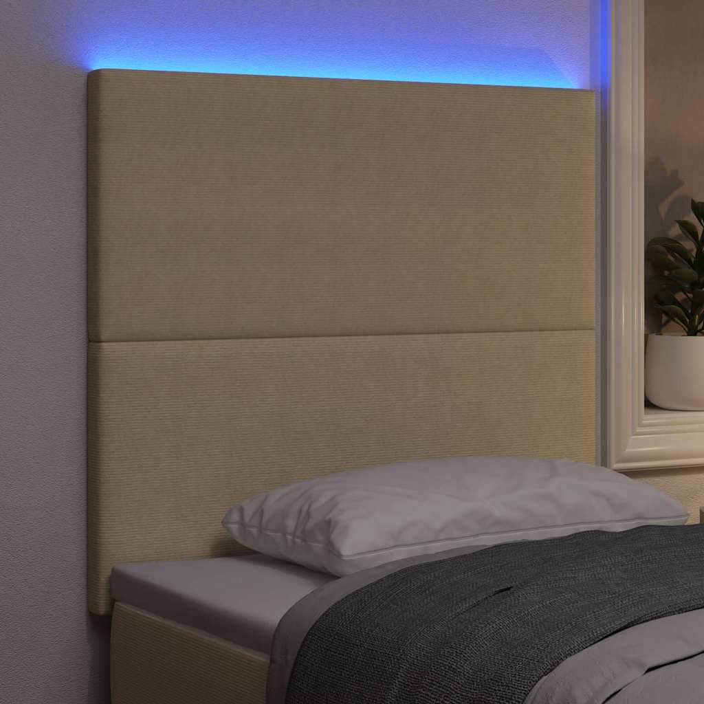 Testiera LED con testiera Grigio Verde 90 cm Tessuto in Cords | homemem39
