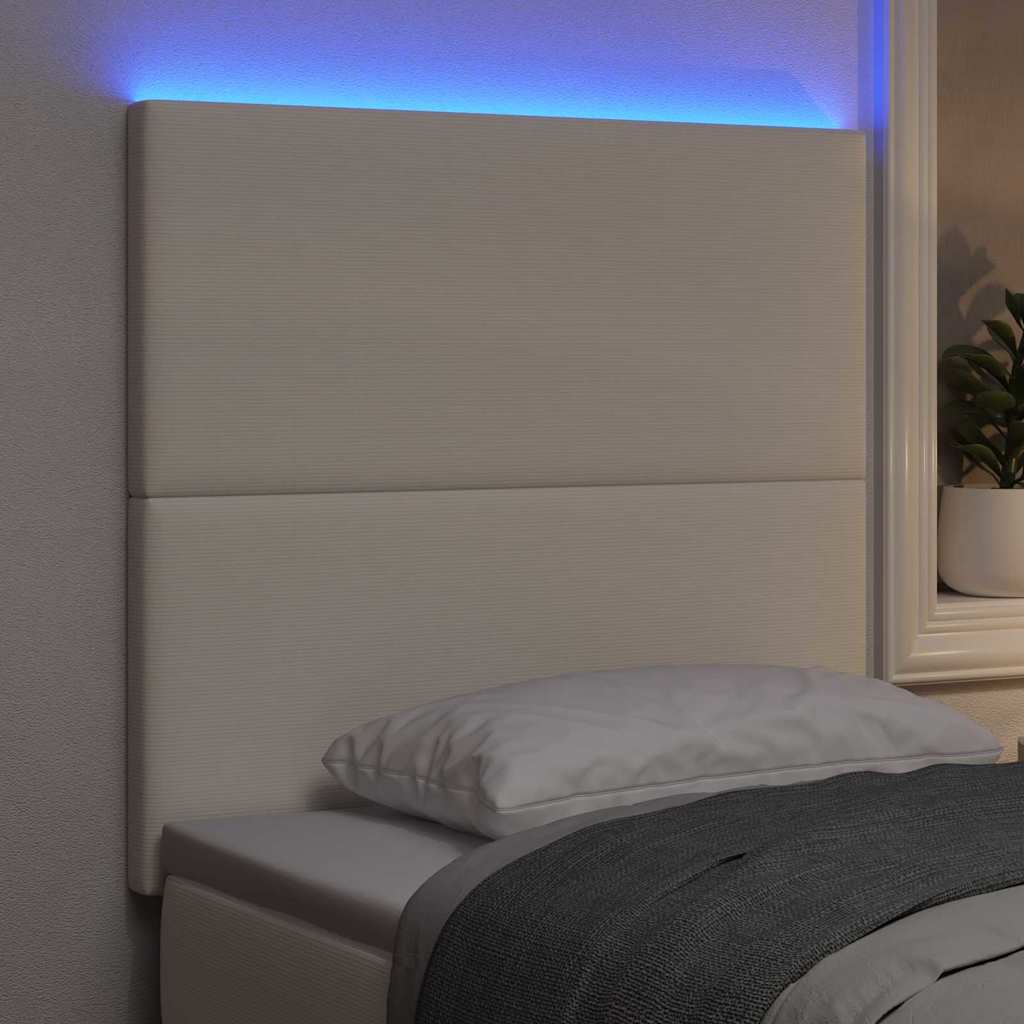 Testiera LED con strisce LED Crema 100 cm Tessuto in Cords | homemem39