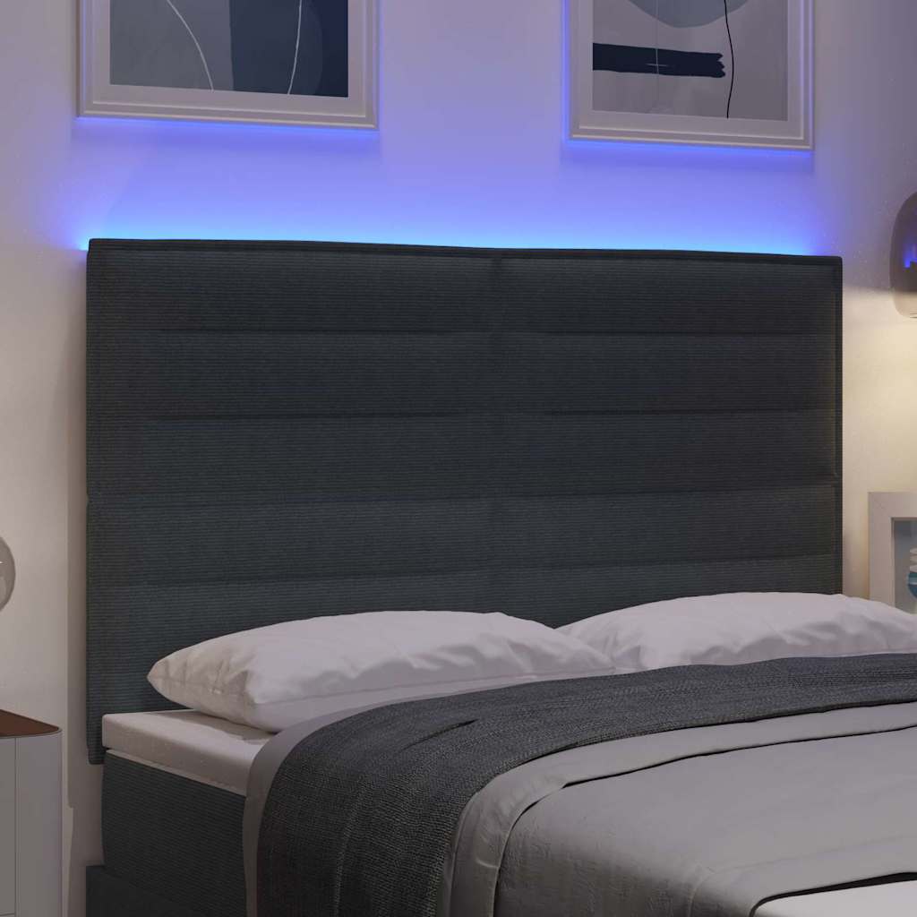 Testiera LED con testiera Grigio scuro 160 cm Tessuto in Cords | homemem39
