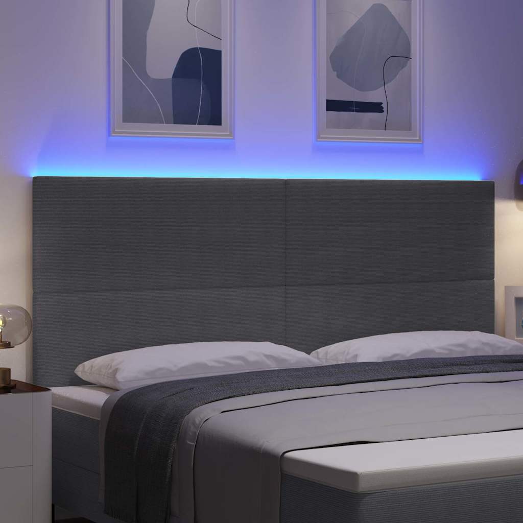 Testiera LED con testiera Grigio chiaro 200 cm Tessuto in Cords | homemem39
