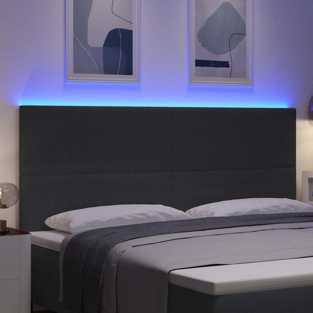Testiera LED con testiera Grigio scuro 200 cm Tessuto in Cords | homemem39