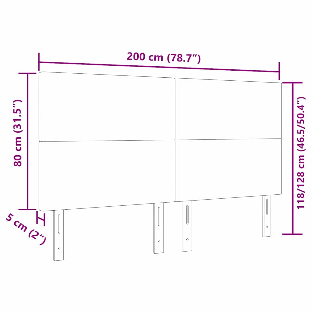 Testiera LED con testiera Grigio scuro 200 cm Tessuto in Cords | homemem39