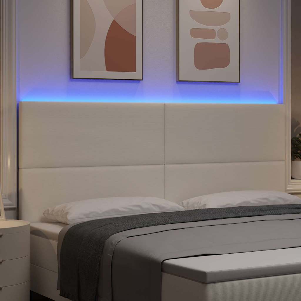 Testiera LED con strisce LED Crema 200 cm Tessuto in Cords | homemem39