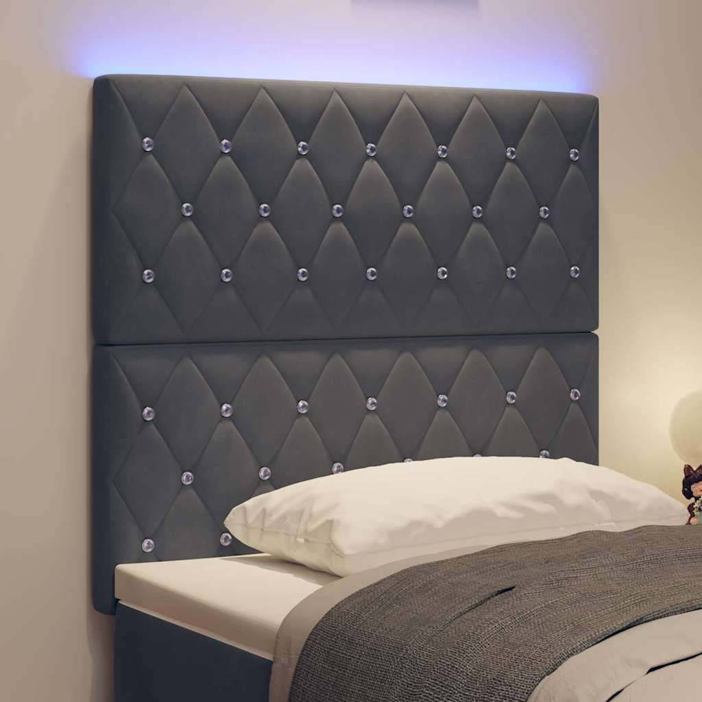 Testiera LED con strisce LED Grigio scuro 90 cm Velluto | homemem39