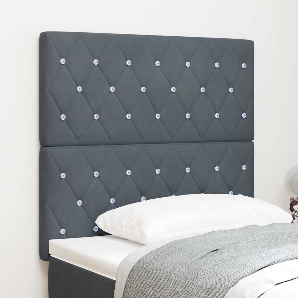 Testiera LED con strisce LED Grigio scuro 90 cm Velluto | homemem39