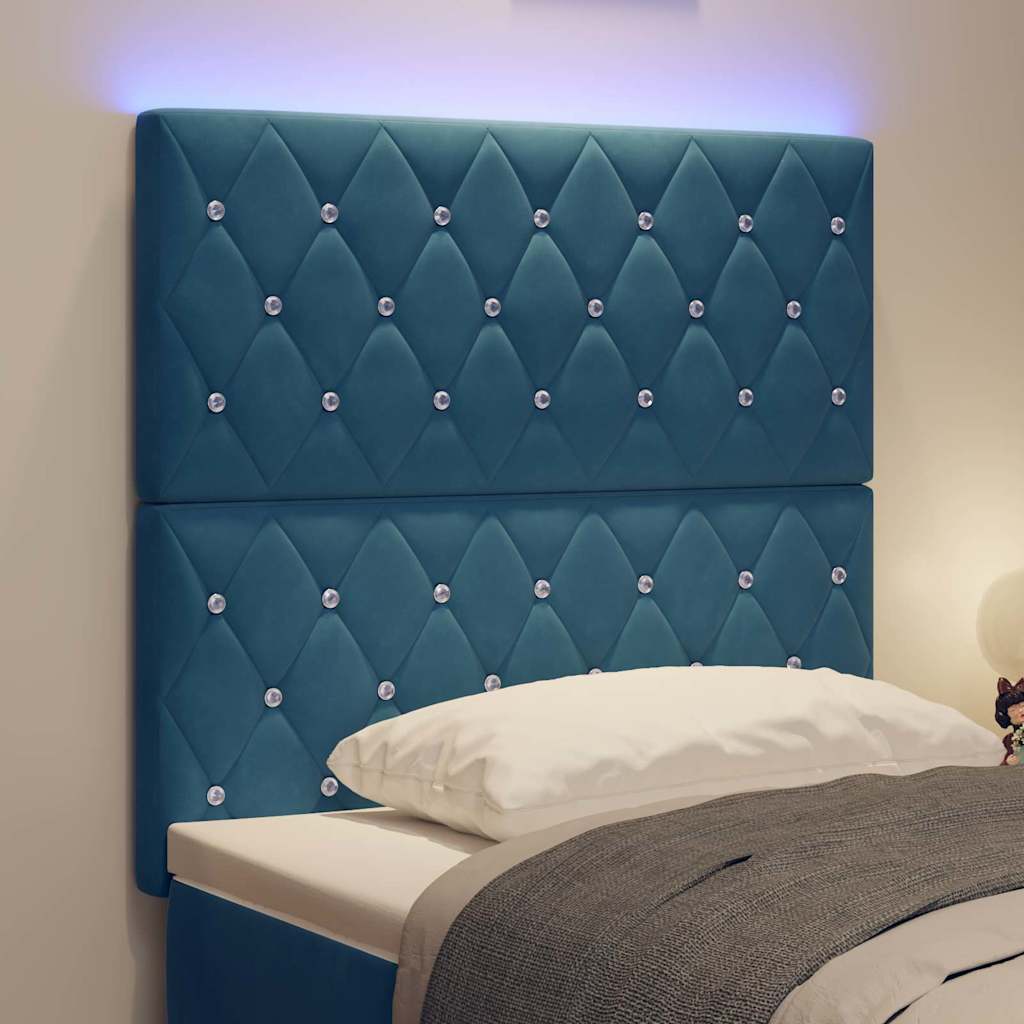 Testiera LED con strisce LED Blu Scuro 90 cm Velluto | homemem39