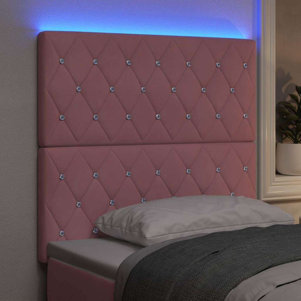 Testiera LED con strisce LED con testiera Rosa 100 cm Velluto | homemem39