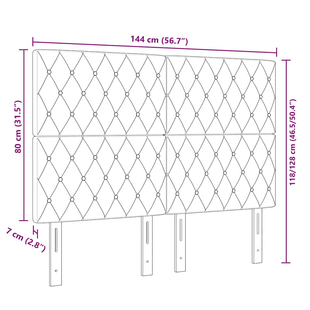 Testiera LED Argille con testiera Grigio chiaro 144 cm Velluto