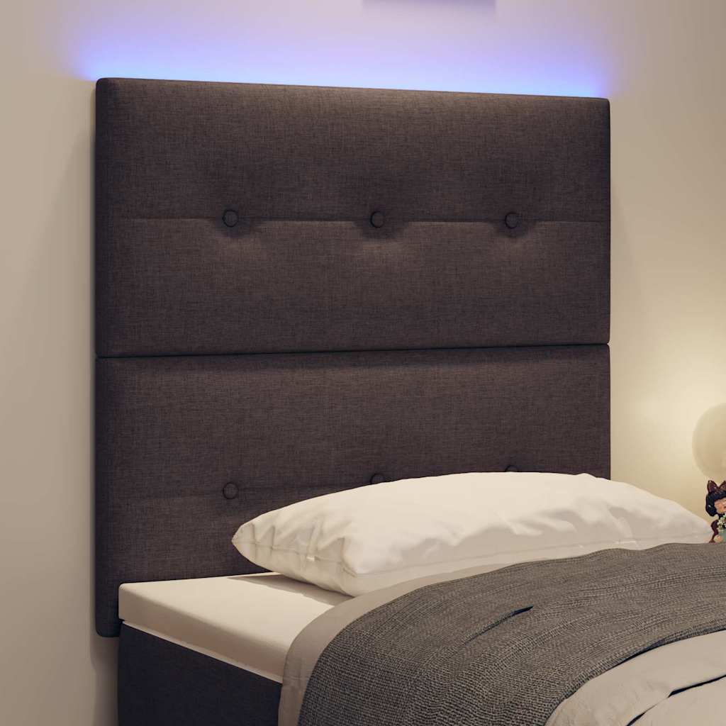 Testiera LED con strisce LED Marrone Scuro 100 cm Tessuto | homemem39