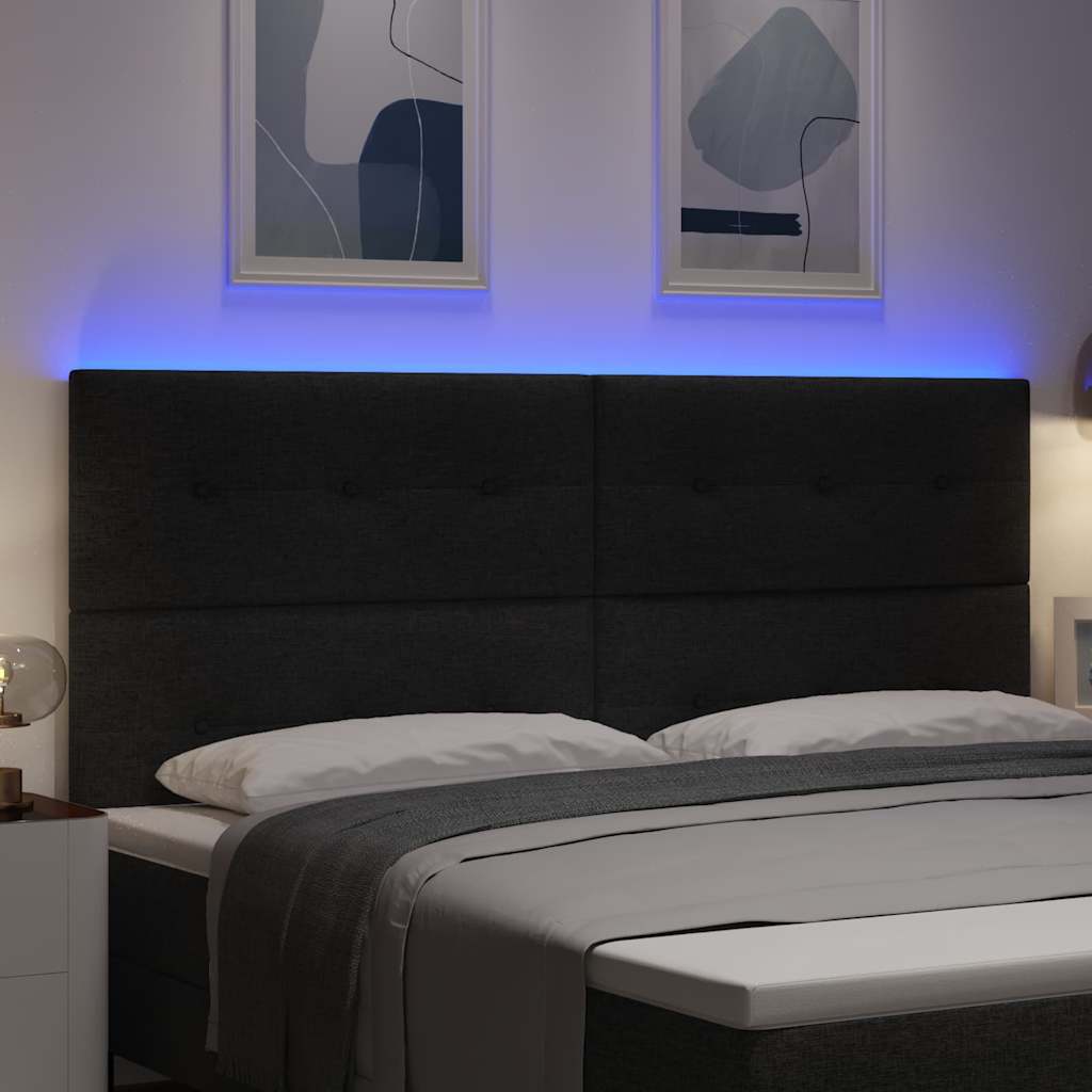 Testiera LED con luci a strisce a LED Nero 200 cm Poliestere