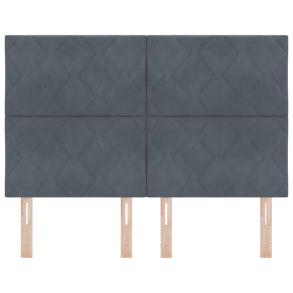 Testiera LED Geometrico Grigio scuro 144 cm Velluto