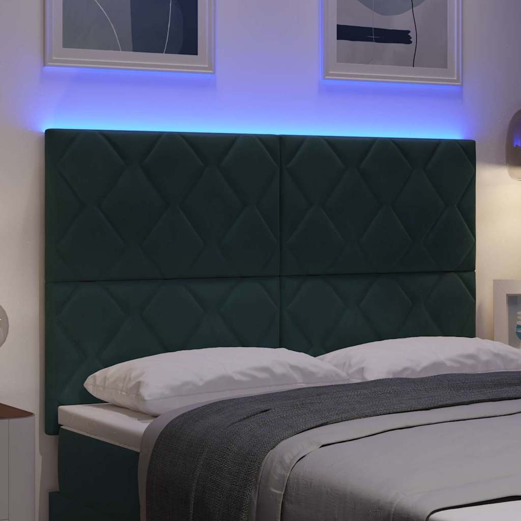Testiera LED Verde Scuro 160 cm Velluto