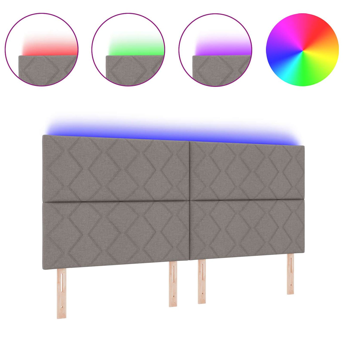 Testiera con luci a strisce a LED Talpa 200 cm Tessuto