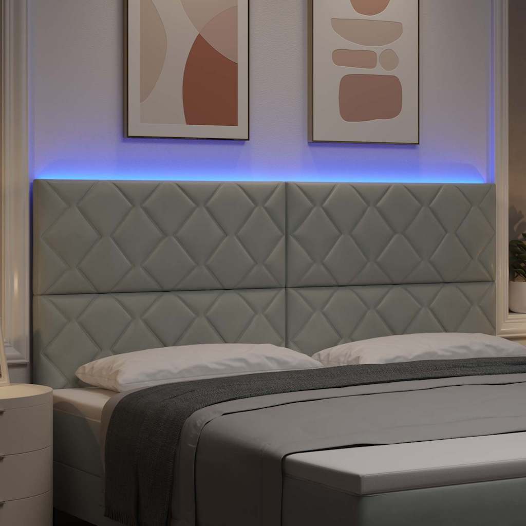 Testiera LED con testiera Grigio chiaro 200 cm Pelle Sintetica