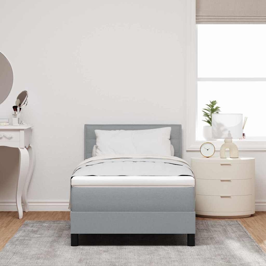 Letto box spring con materasso Grigio chiaro 90 x 190 cm