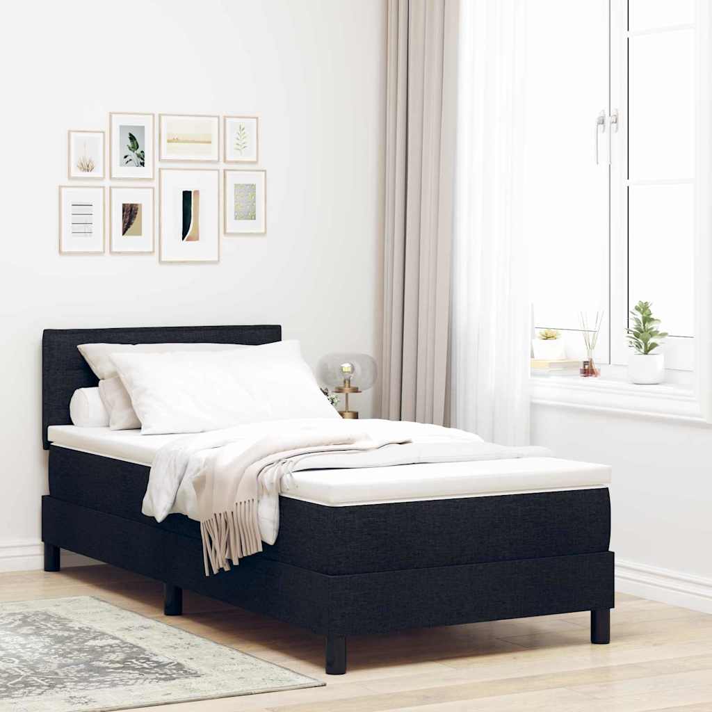 Letto box spring con materasso Nero 100 x 200 cm Tessuto