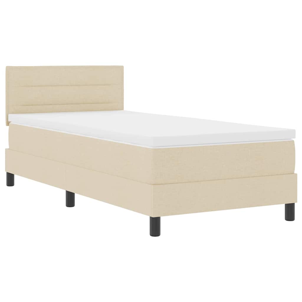 Letto a molle con materasso Crema 100 x 200 cm Tessuto