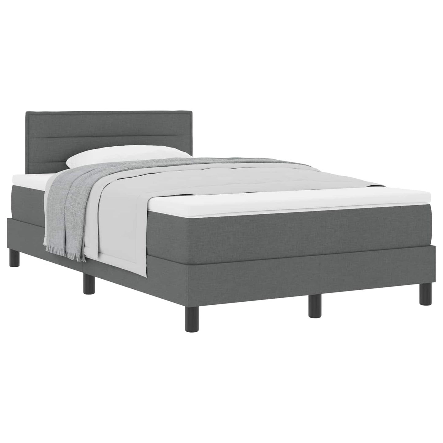 Letto a molle con materasso Grigio scuro 120 x 190 cm Tessuto