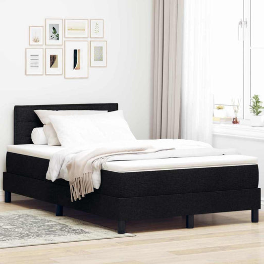 Letto box spring con materasso Nero 120 x 200 cm Tessuto