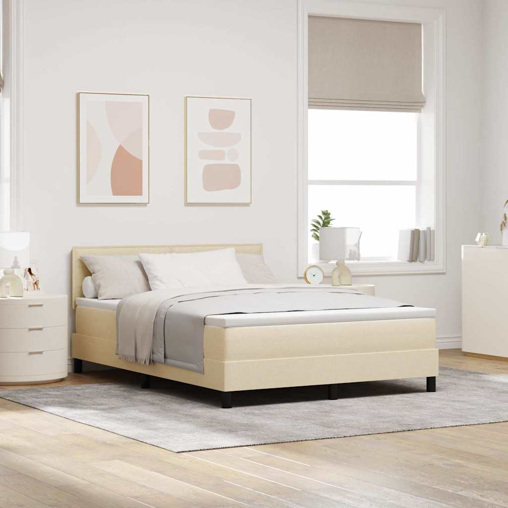 Letto a molle con cuscino Crema 140 x 190 cm Tessuto | homemem39