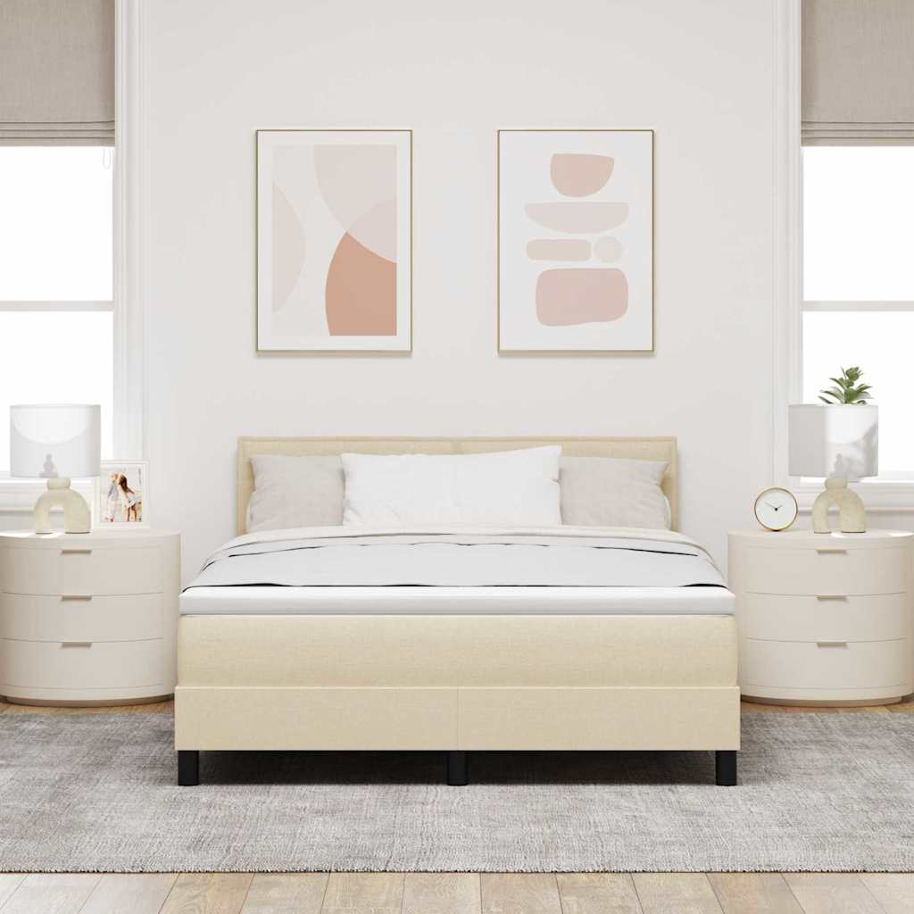 Letto a molle con cuscino Crema 140 x 190 cm Tessuto | homemem39