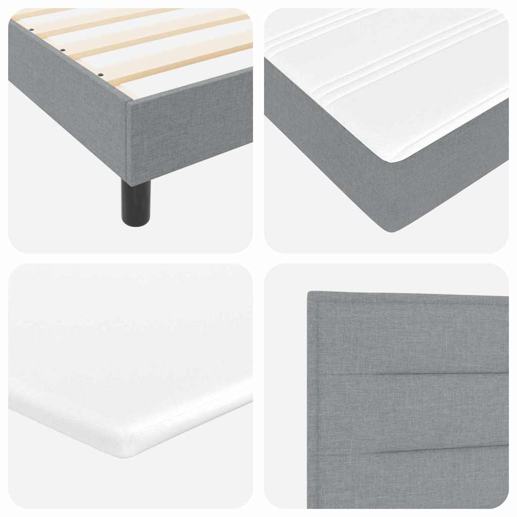 Letto a molle con testiera Grigio chiaro 200 x 200 cm Tessuto | homemem39