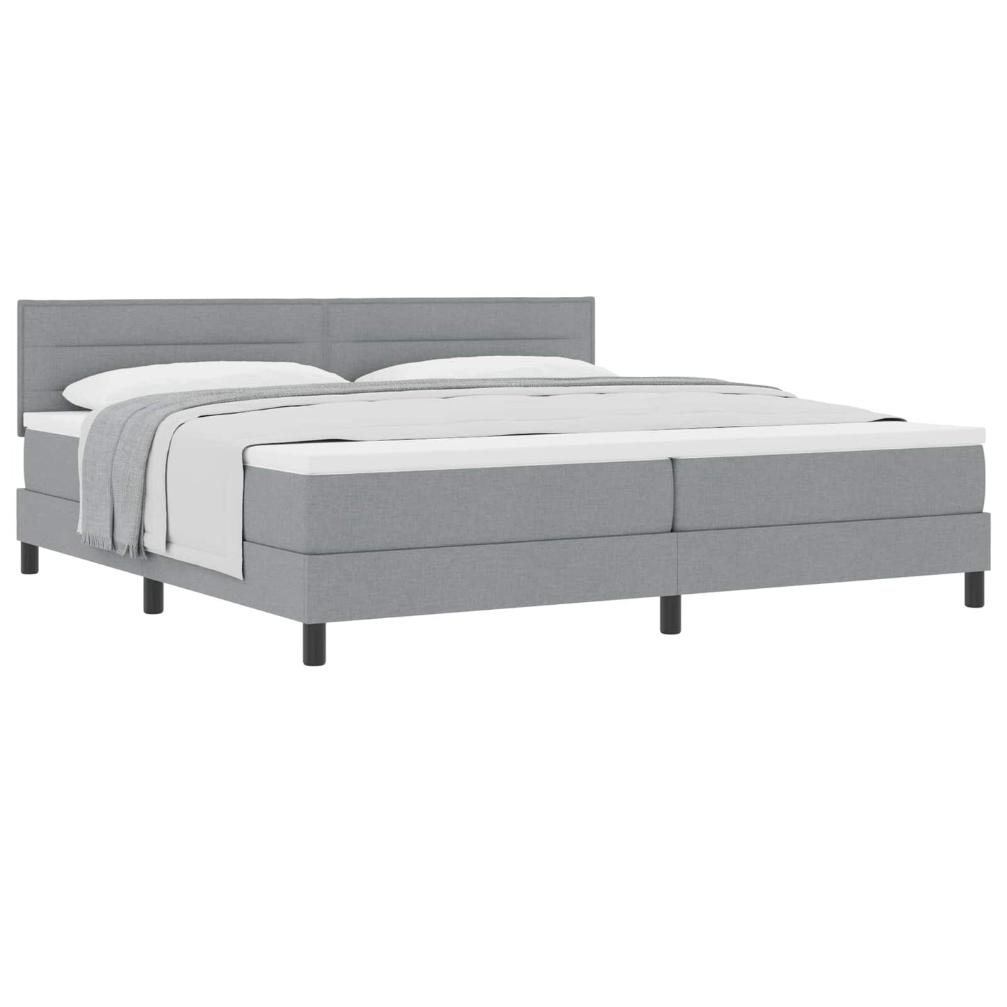 Letto a molle con testiera Grigio chiaro 200 x 200 cm Tessuto | homemem39