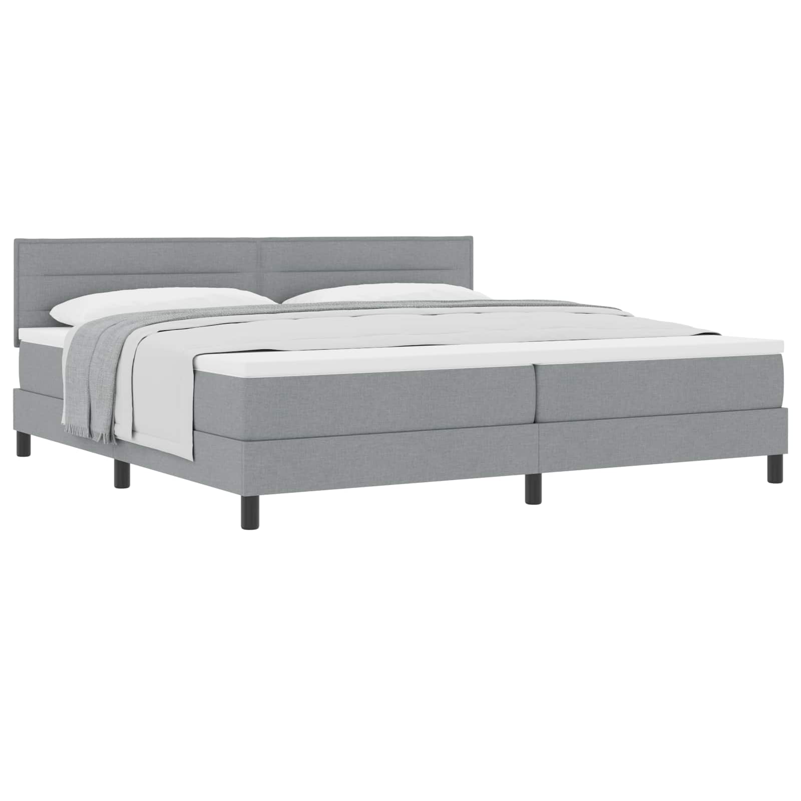 Letto a molle con testiera Grigio chiaro 200 x 200 cm Tessuto | homemem39