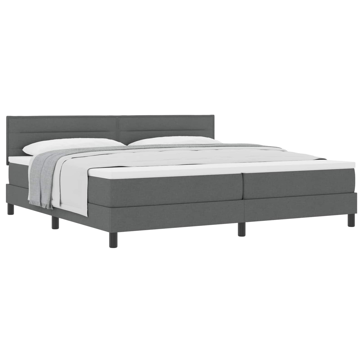Letto a molle con testiera Grigio scuro 200 x 200 cm Tessuto | homemem39