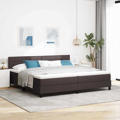 Letto a molle con testiera Marrone Scuro 200 x 200 cm Tessuto | homemem39